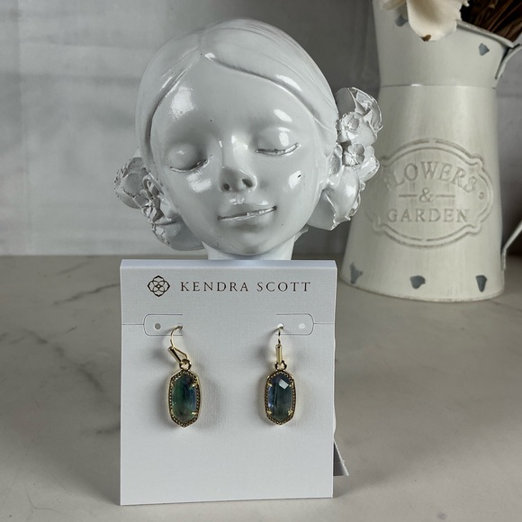 Kendra Scott Lee Gold Blue Lilac Abalone Small Drop Earrings NWT‎ New - Picture 6 of 8